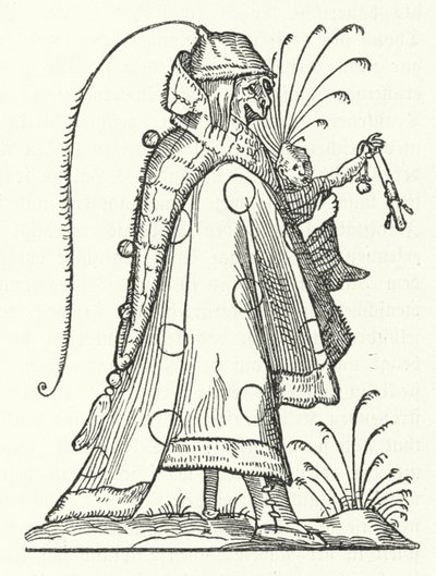 Un personaggio dal libro Les Songes drolatiques de Pantagruel (I sogni comici di Pantagruel) di Richard Breton (incisione) da German School