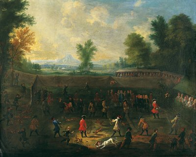 Una partita di lancio della volpe con compagnia elegante spettatrice da German School