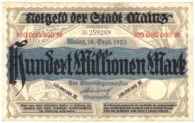 Una banconota da cento milioni di marchi, 1923 da German School