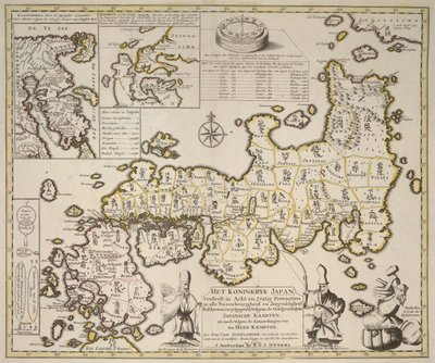 Mappa del Regno del Giappone diviso in sessantotto province, Mappe separate di Kamschatka e Niphon da German School