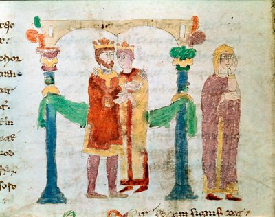 Un matrimonio in miniatura dal manoscritto De Universo o De rerum naturis da German School