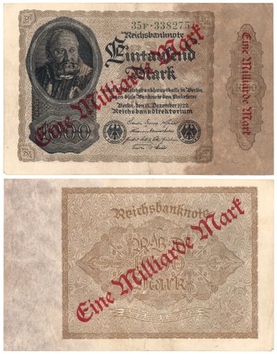 Una banconota da un miliardo di marchi, 1922 da German School