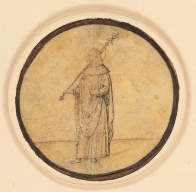 Un tondo raffigurante San Luigi di Francia che tiene uno scettro sulla spalla destra da German School