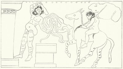 Una scena da Le Rane, una commedia del drammaturgo greco Aristofane (incisione) da German School