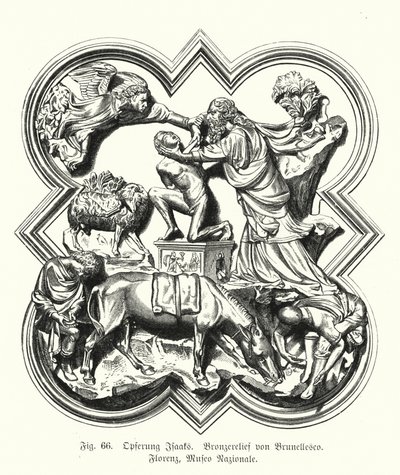 Abramo che offre suo figlio Isacco in sacrificio, rilievo in bronzo di Filippo Brunelleschi da German School