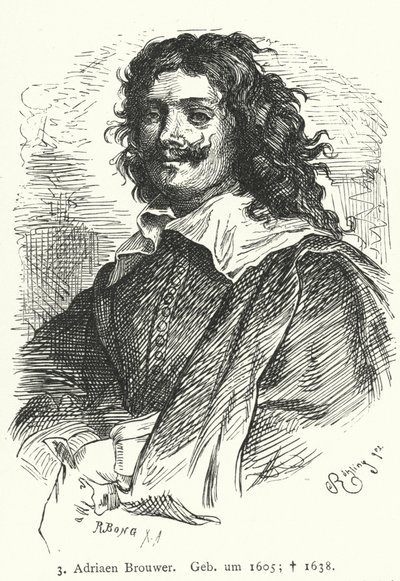 Adriaen Brouwer, pittore barocco fiammingo (incisione) da German School