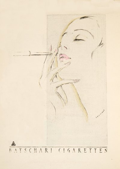 Pubblicità per "Batschari Cigaretten", da Styl, pub.1922 (stampa a pochoir) da German School