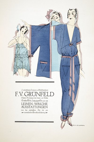 Pubblicità per "F.V. Grunfeld", da Styl, pub.1922 da German School