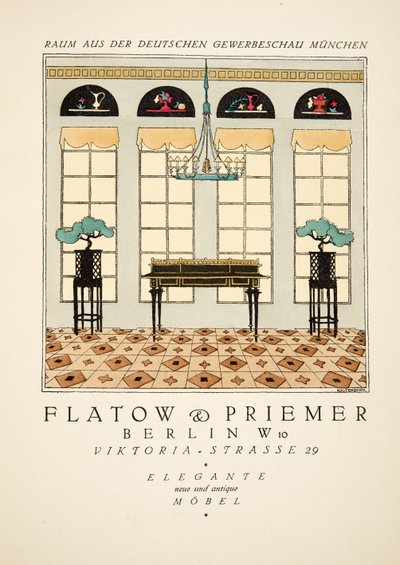 Pubblicità per "Flatow & Priemer", da Styl, pub.1922 da German School