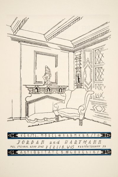 Pubblicità per Jordan und Hartmann, da Styl, pub.1922 da German School