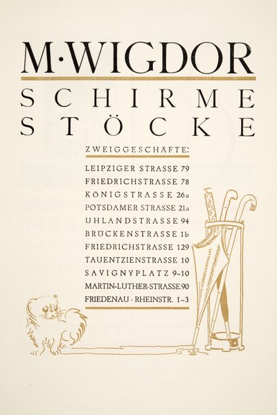 Pubblicità per M. Wigdor, Negozi di ombrelli, da Styl, pub.1922 da German School