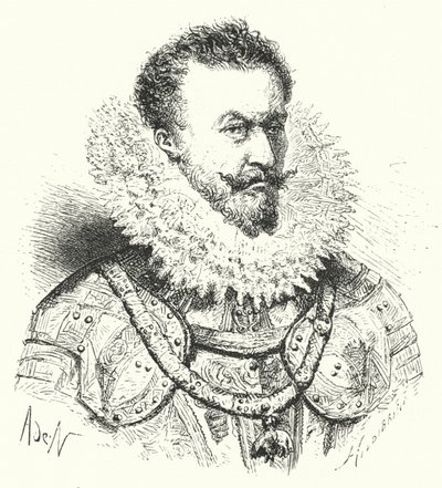 Alessandro Farnese, Duca di Parma, Governatore dei Paesi Bassi spagnoli (incisione) da German School