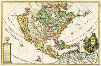America borealis. Mappa del Nord America che mostra la California come un