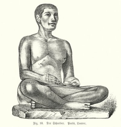 Figura egizia antica di uno scriba seduto da German School