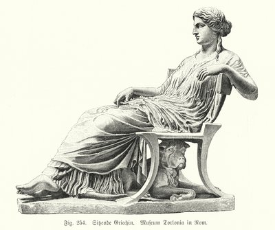 Statua greca antica di una donna seduta da German School