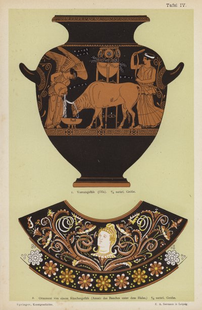 Antico vaso greco e ornamento da un incensiere da German School