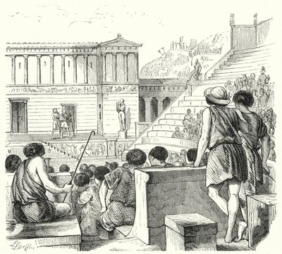 Teatro greco antico (incisione) da German School
