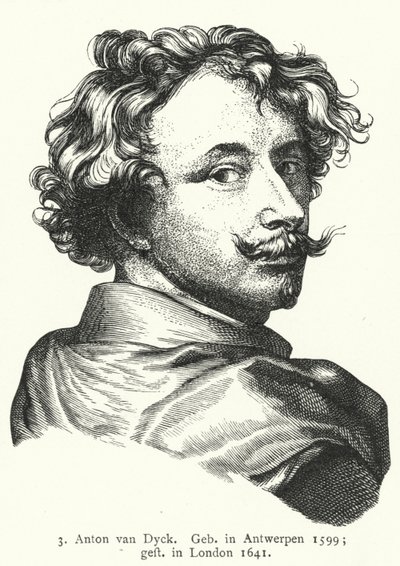 Anthony van Dyck, artista barocco fiammingo (incisione) da German School