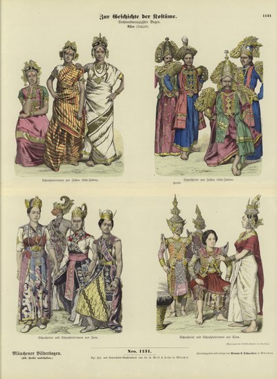 Costumi di attori asiatici, fine XIX secolo da German School