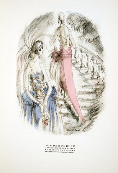 Auf der Treppe, Abiti da sera di Wiener, da Styl, pub.1922 da German School