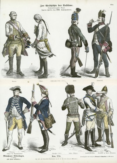 Uniformi militari austriache e prussiane, seconda metà del XVIII secolo da German School
