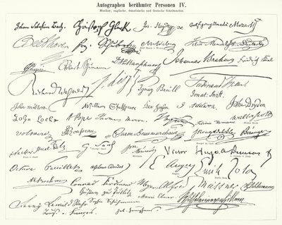 Autografi di persone famose: compositori, musicisti e scrittori inglesi, francesi e tedeschi (incisione) da German School