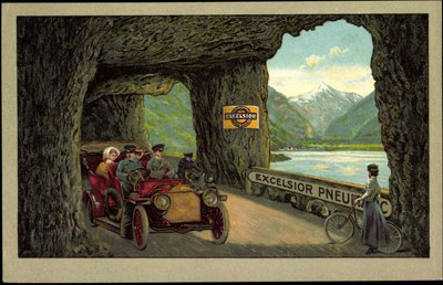 Automotive in Tunnel, Excelsior Pneumatics (litografia) da German School