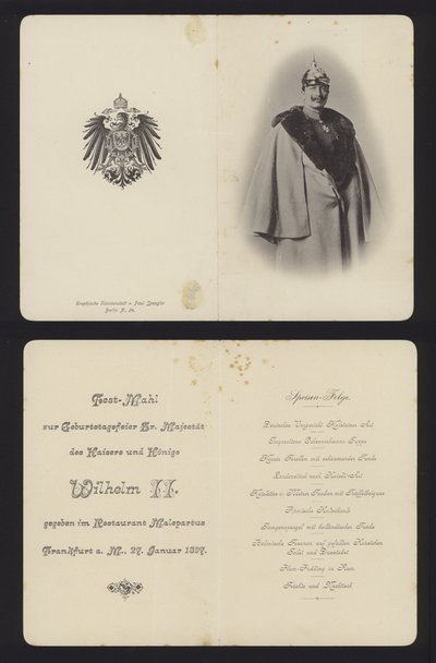 Banchetto in onore del compleanno del Kaiser Guglielmo II di Germania, Francoforte, 27 gennaio 1897 da German School