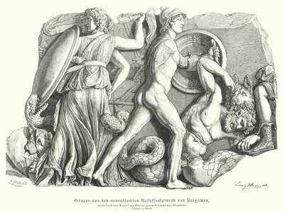 Battaglia tra Dei e Titani e giganti, rilievo greco antico da Pergamo da German School