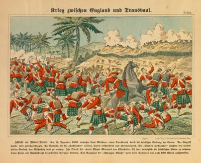 Battaglia del fiume Modder nella guerra boera, 11 dicembre 1899, foglio illustrato pubblicato da C. Burckhardt, Weissenburg, 1899 da German School
