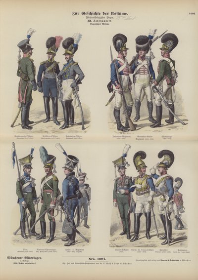 Uniformi militari bavaresi, inizio XIX secolo (incisione colorata) da German School