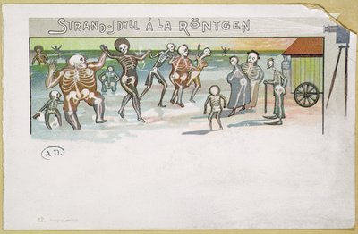 Idillio sulla spiaggia in stile Röntgen, vignetta sui raggi X, c.1896-99 da German School