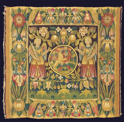 Pannello di arazzo biblico che raffigura Sansone e il Leone, probabilmente XVII secolo, Germania del Nord, Schleswig Holstein o Amburgo da German School