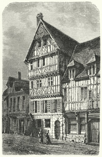 Casa natale a Rouen del drammaturgo francese Pierre Corneille (incisione) da German School