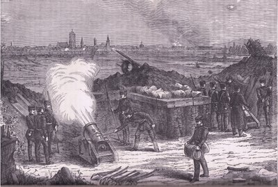 Bombardamento di Schelestadt, Cassells History of the War between France and Germany pubblicato da Cassell and Company Limited, c.1890 (litografia) da German School