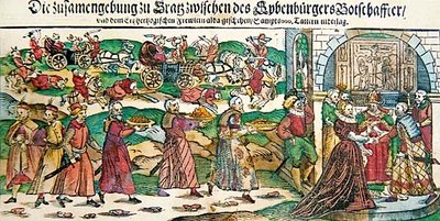 Resoconto di giornale e illustrazioni del matrimonio per procura nel marzo 1595 dell