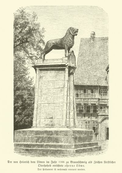 Leone di bronzo eretto da Enrico il Leone a Brunswick nel 1166 da German School