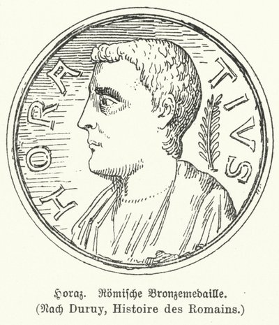 Medaglia di bronzo raffigurante il poeta romano Orazio (litografia) da German School