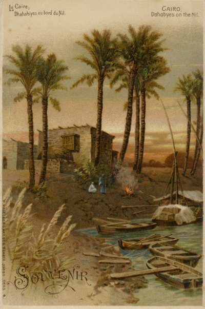 Il Cairo - Dahabeahs sul fiume Nilo (cromolito) da German School