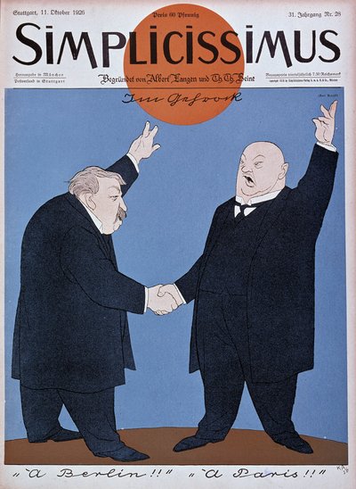 Cartone sul riavvicinamento franco-tedesco: Briand e Stresemann - in "Simplicissimus" dell