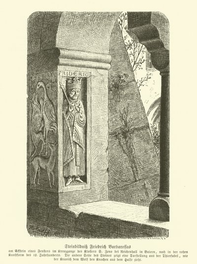 Immagine scolpita in pietra di Federico Barbarossa, Sacro Romano Imperatore da German School
