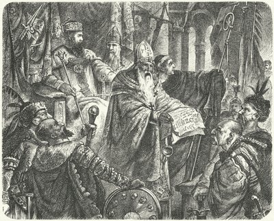 Casimiro III di Polonia che proclama lo Statuto di Wislica da German School