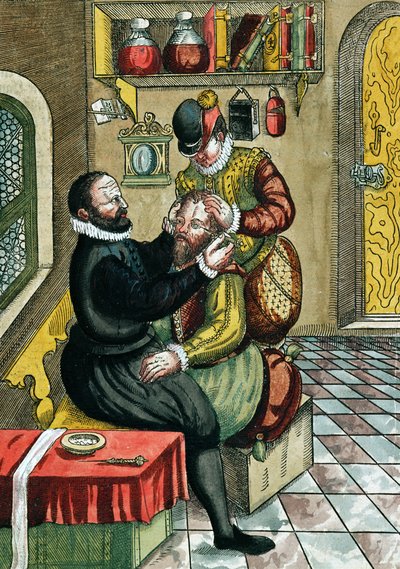 Operazione di cataratta, da Ophthalmodouleia di Georg Bartisch (1535-1636) pubblicato a Dresda nel 1583 da German School
