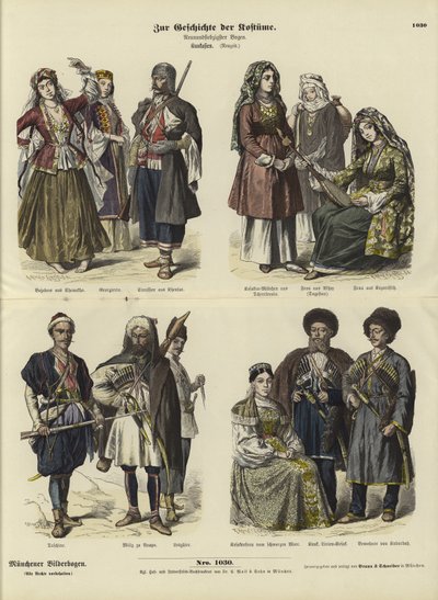 Costumi caucasici, XIX secolo da German School