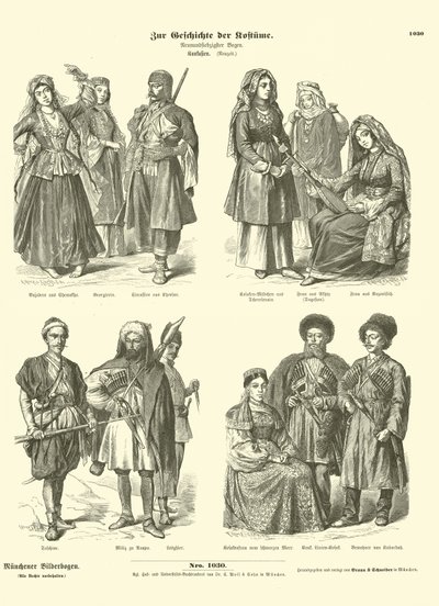 Costumi caucasici, XIX secolo da German School