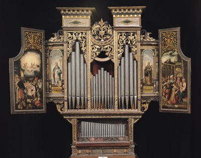 Organo del coro con pannelli aperti (legno e metallo) da German School