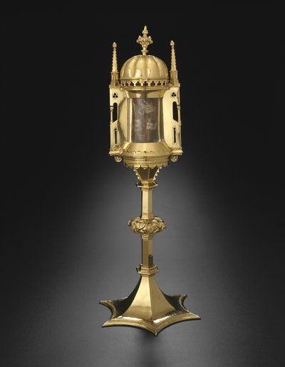 Ostensorio circolare con tetto a cupola da Braunschweig, Germania, fine XIV secolo da German School