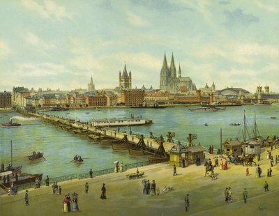 Colonia, fiume Reno (cromolito) da German School