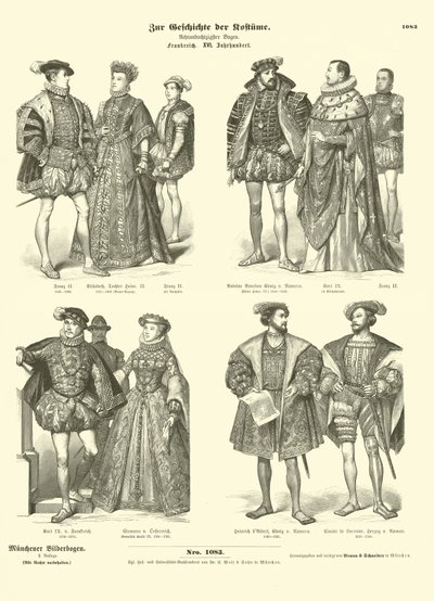 Costumi della regalità e della nobiltà francese, XVI secolo da German School