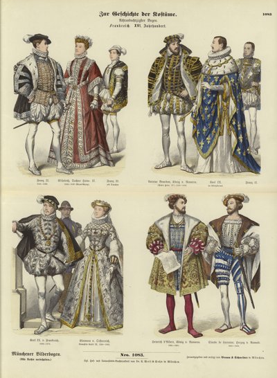 Costumi della nobiltà e della regalità francese, XVI secolo da German School